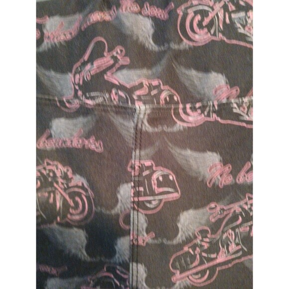 Gemini Design Apparel Leggings Black/Gray Wing With Pink Motorcycles One Size - Picture 13 of 16